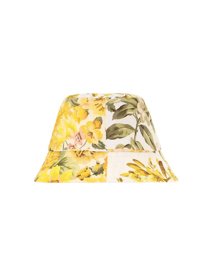 Women Zimmermann Hats Printed Canvas Bucket Hat Patch Floral