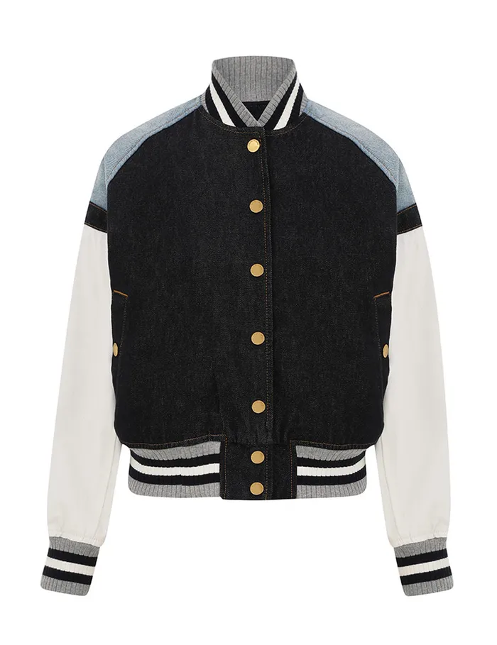Women Zimmermann Jackets and Coats Crush Denim Bomber Jacket Night Sky
