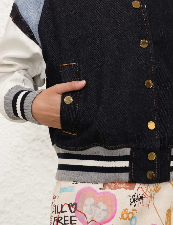 Women Zimmermann Jackets and Coats Crush Denim Bomber Jacket Night Sky