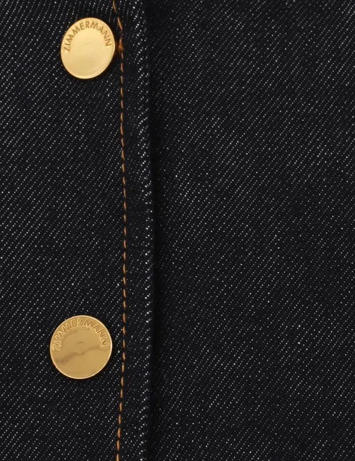 Women Zimmermann Jackets and Coats Crush Denim Bomber Jacket Night Sky