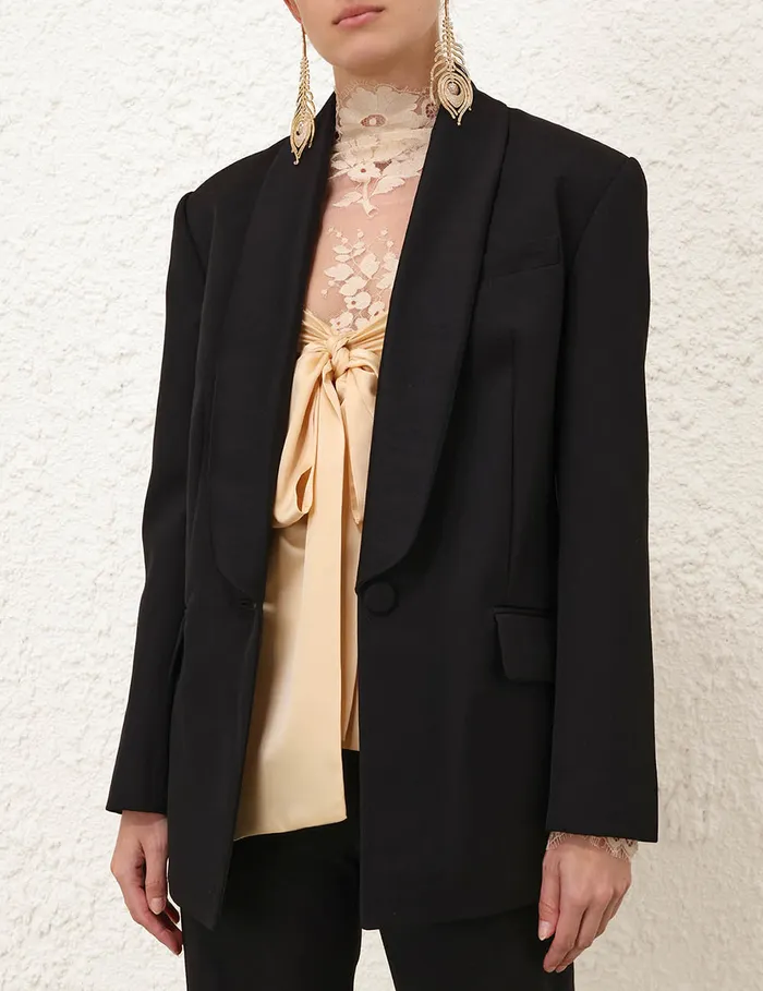 Women Zimmermann Jackets and Coats Illustration Shawl Tux Jacket Black