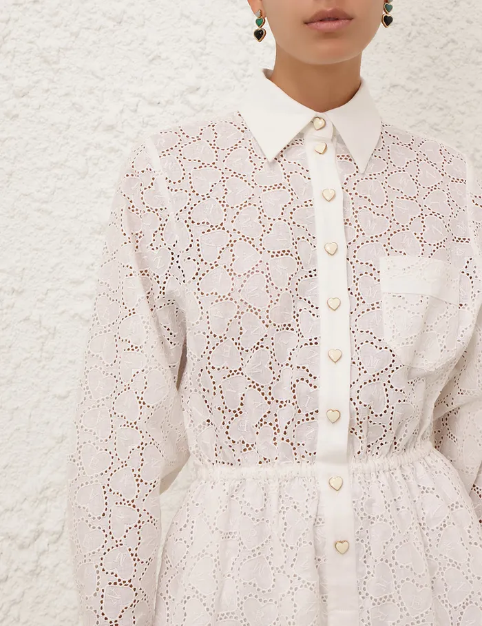 Women Zimmermann Jumpsuits and Playsuits Crush Embroidered Playsuit Ivory