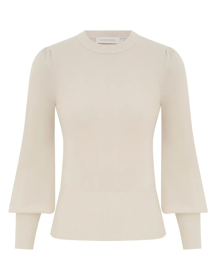 Women Zimmermann Knitwear Blouson Cashmere Sweater Parchment