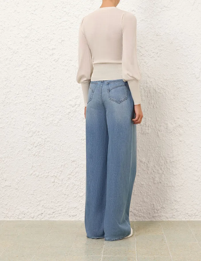 Women Zimmermann Knitwear Blouson Cashmere Sweater Parchment