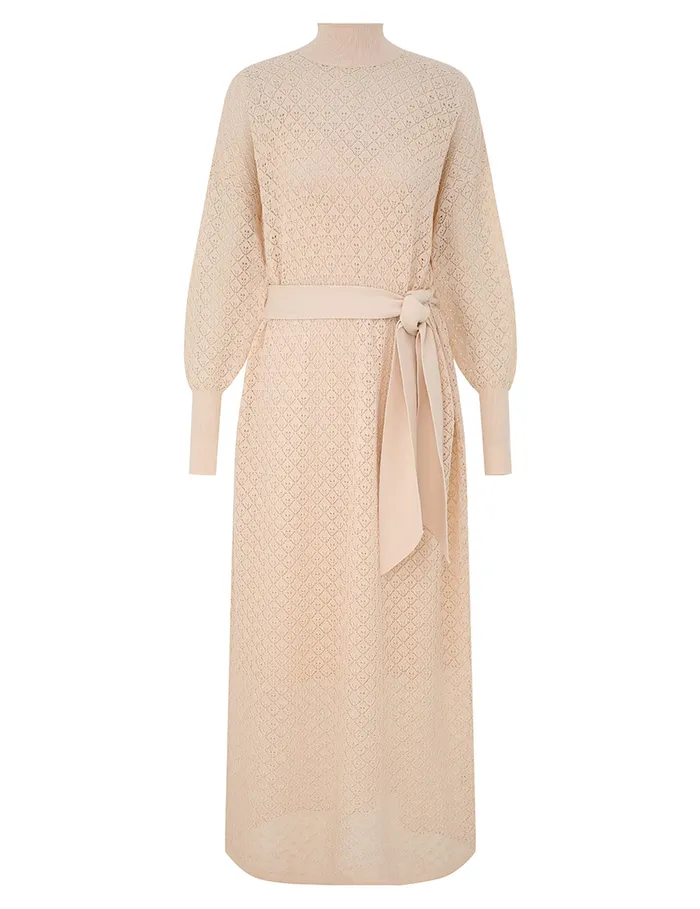 Women Zimmermann Knitwear Crush Pointelle Batwing Dress Cream