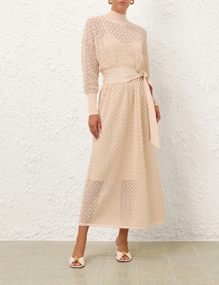 Women Zimmermann Knitwear Crush Pointelle Batwing Dress Cream