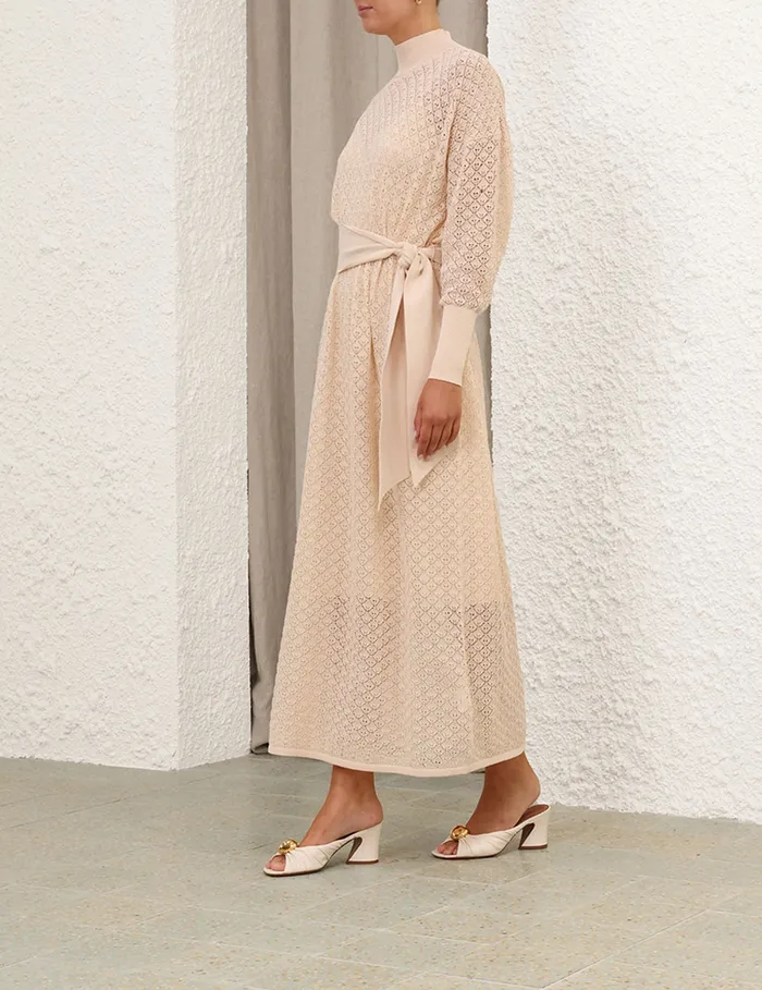 Women Zimmermann Knitwear Crush Pointelle Batwing Dress Cream