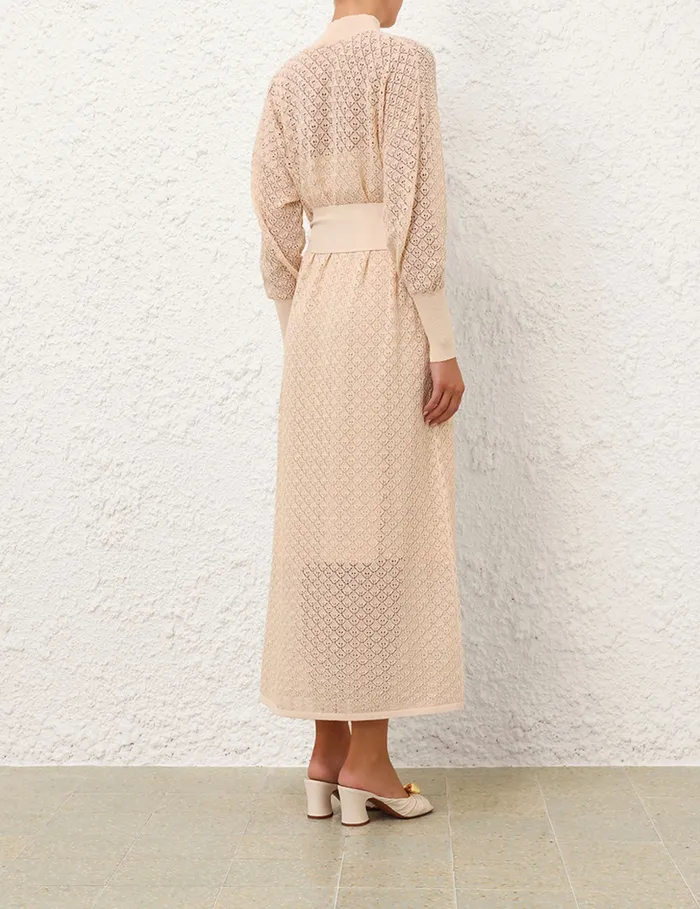 Women Zimmermann Knitwear Crush Pointelle Batwing Dress Cream