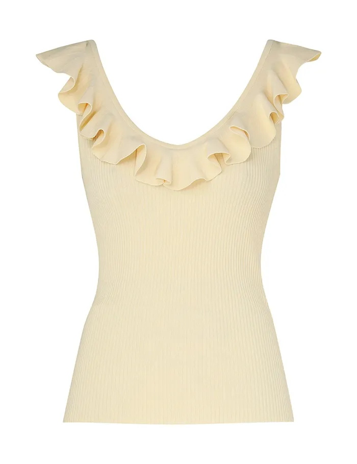 Women Zimmermann Knitwear Halliday VNeck Frill Tank Butter