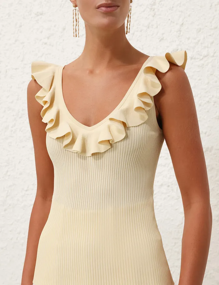 Women Zimmermann Knitwear Halliday VNeck Frill Tank Butter