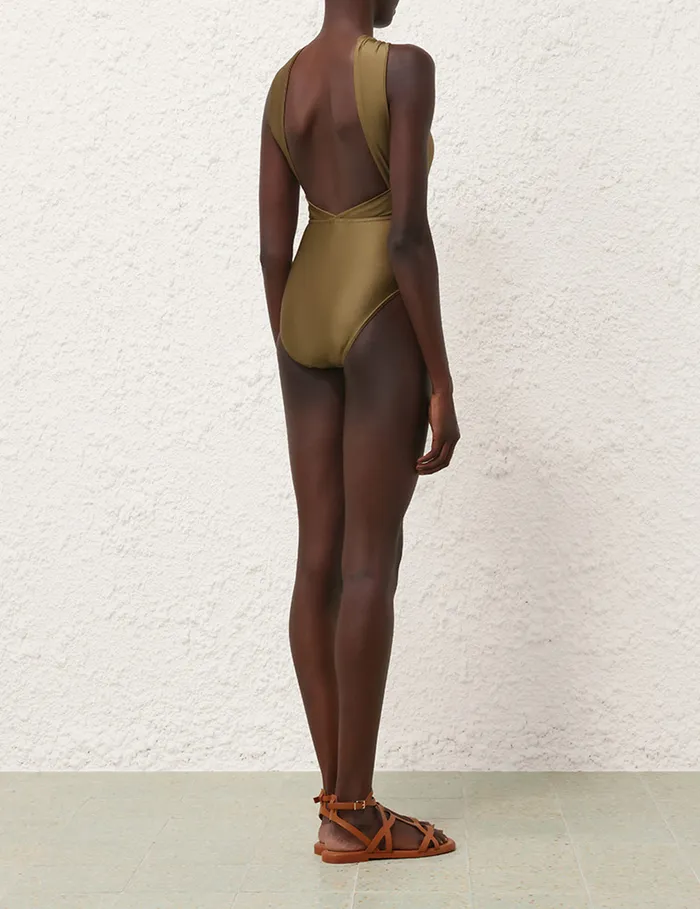 Women Zimmermann One Pieces Ottie High Neck Draped 1pc Olive