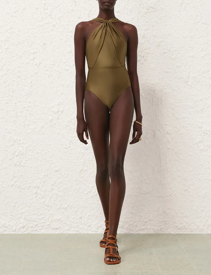 Women Zimmermann One Pieces Ottie High Neck Draped 1pc Olive