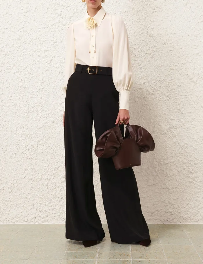 Women Zimmermann Shorts and Pants Belted Wide Leg Pant Black