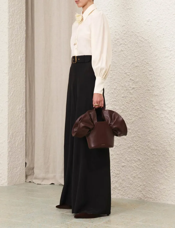 Women Zimmermann Shorts and Pants Belted Wide Leg Pant Black