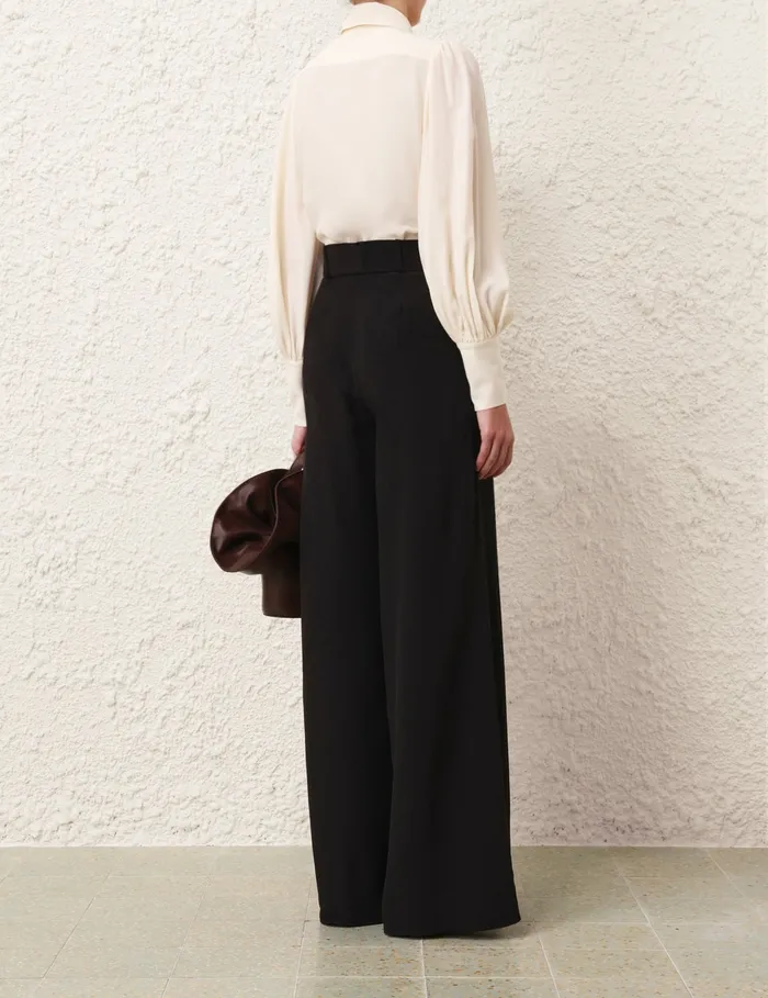 Women Zimmermann Shorts and Pants Belted Wide Leg Pant Black