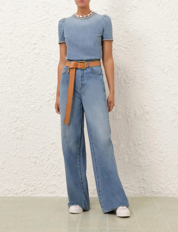 Women Zimmermann Shorts and Pants Crush Straight Jean Blue Moon
