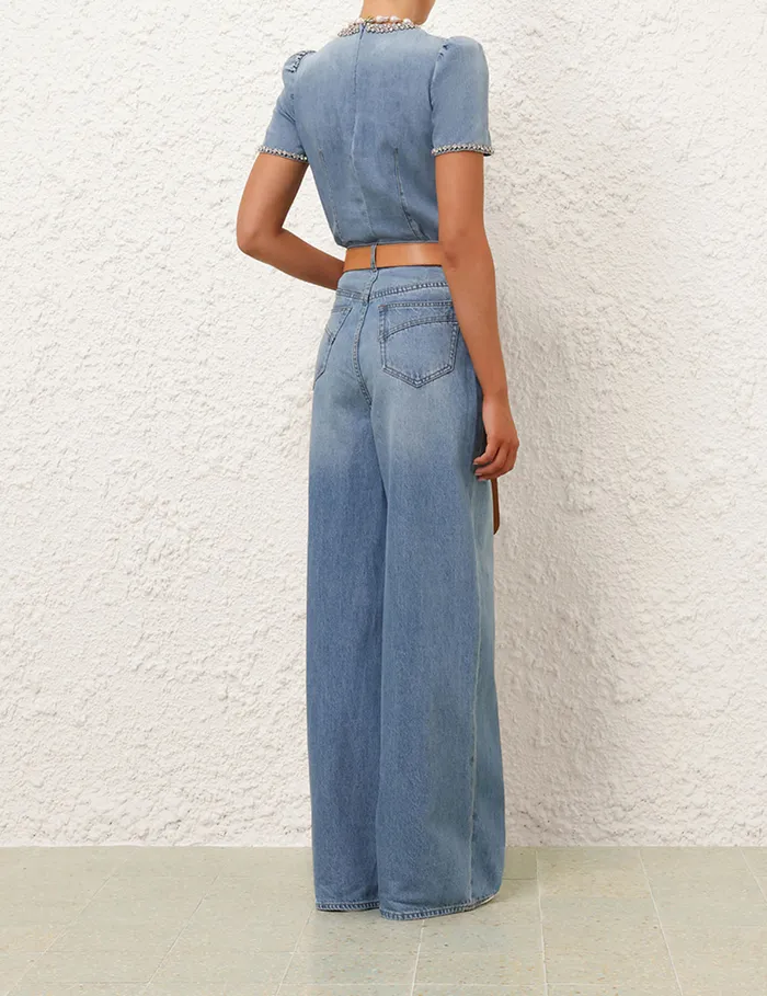 Women Zimmermann Shorts and Pants Crush Straight Jean Blue Moon