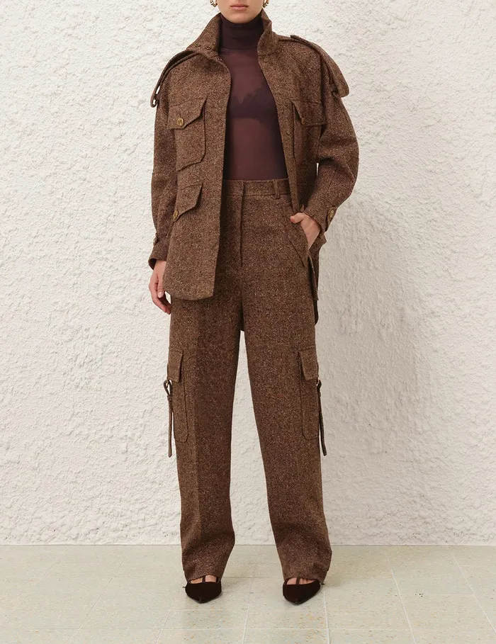 Women Zimmermann Shorts and Pants Illustration Tweed Pant Brown Multi