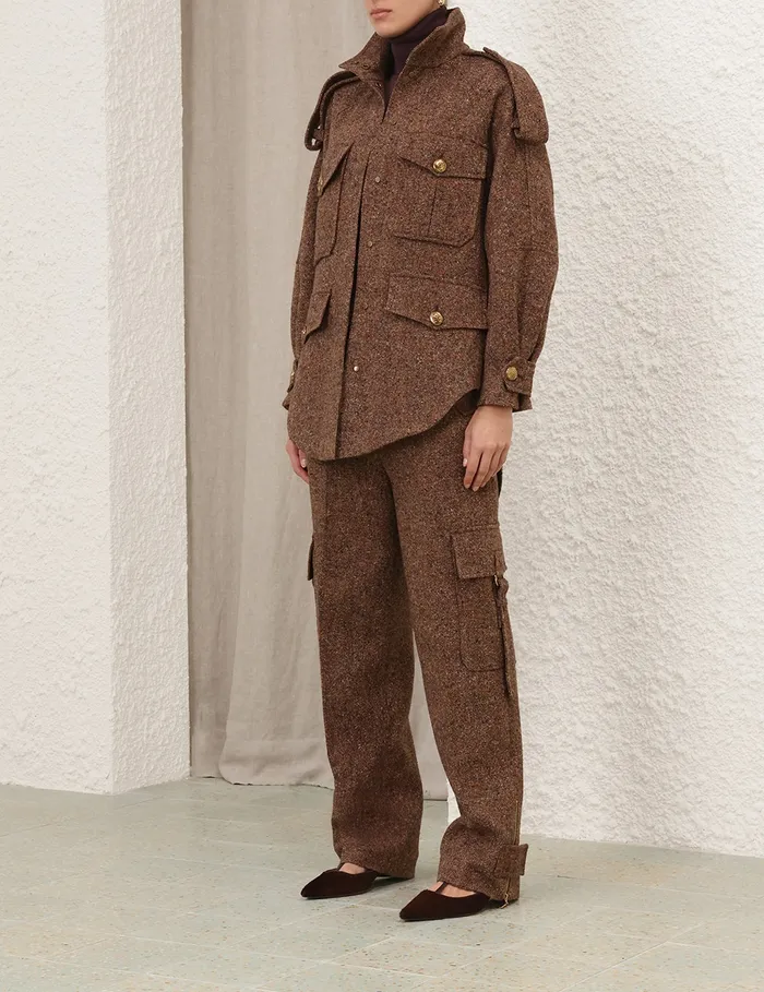 Women Zimmermann Shorts and Pants Illustration Tweed Pant Brown Multi