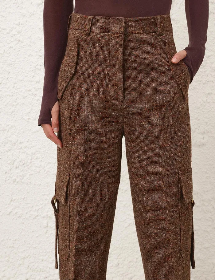 Women Zimmermann Shorts and Pants Illustration Tweed Pant Brown Multi