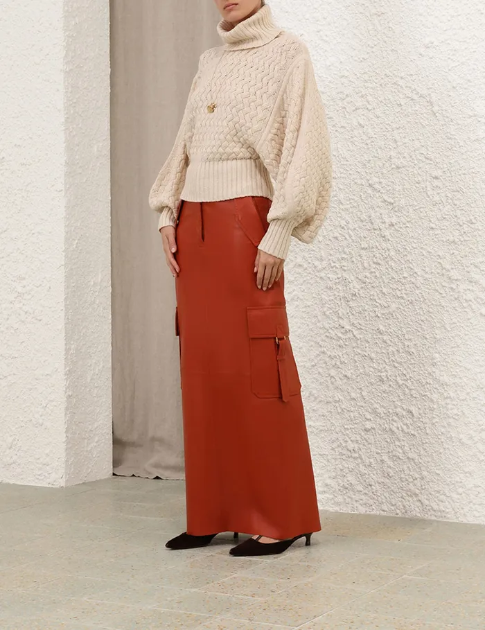 Women Zimmermann Skirts Illustration Leather Skirt Spice