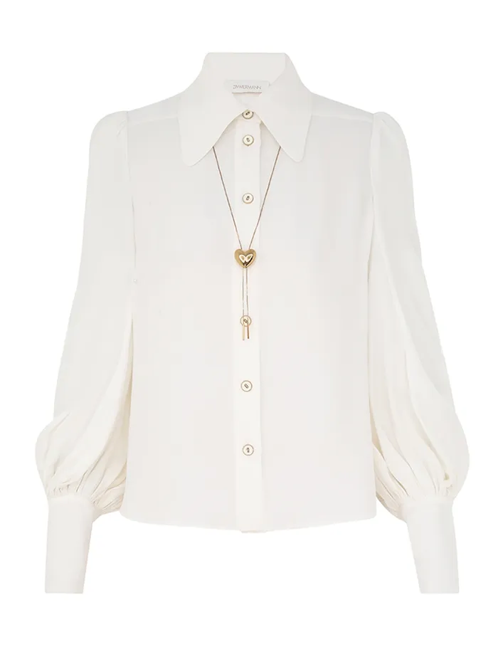 Women Zimmermann Tops Collared Blouse Cream