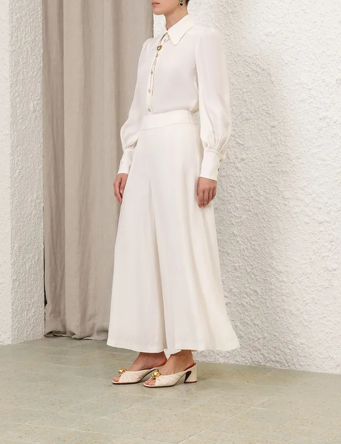 Women Zimmermann Tops Collared Blouse Cream