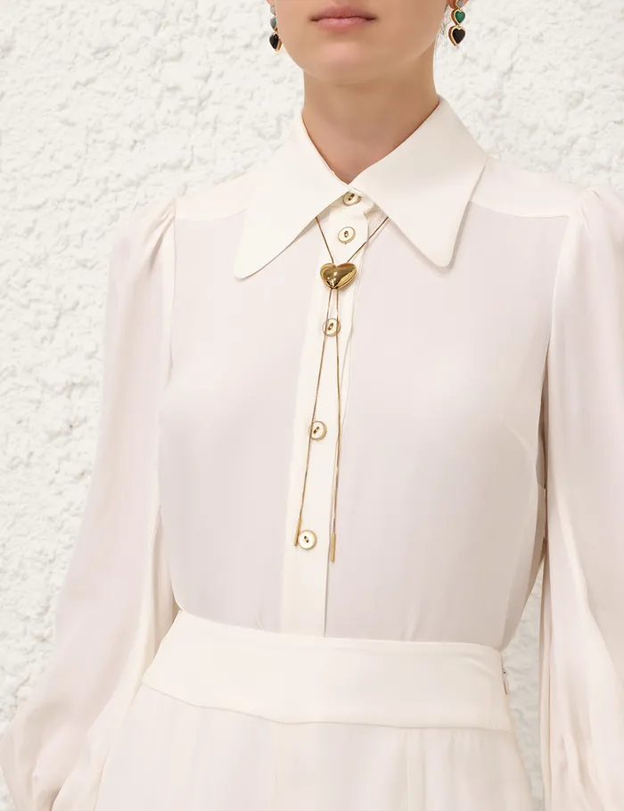 Women Zimmermann Tops Collared Blouse Cream