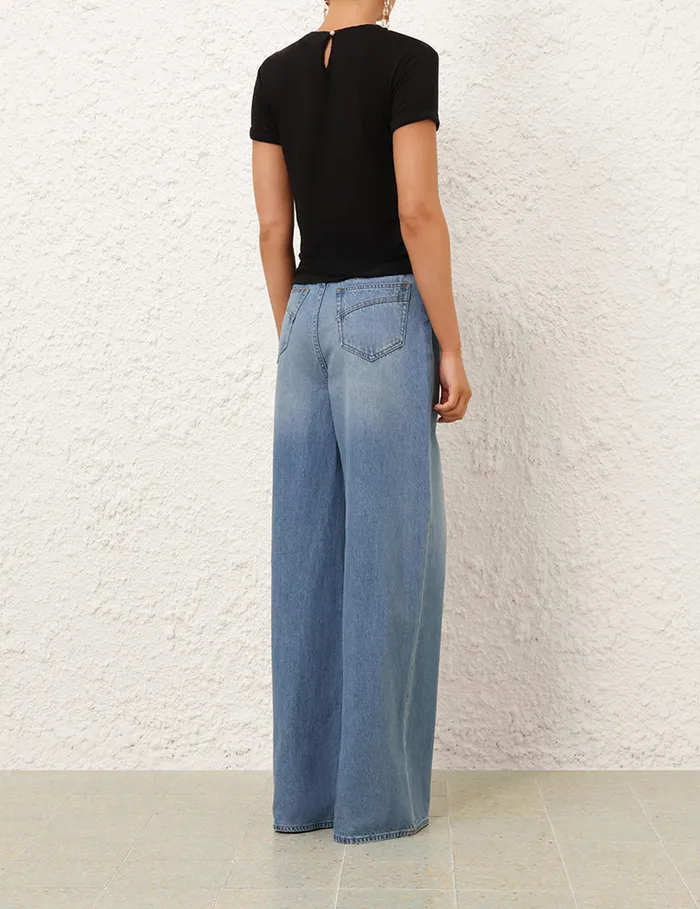 Women Zimmermann Tops Crush Embellished Tee Black