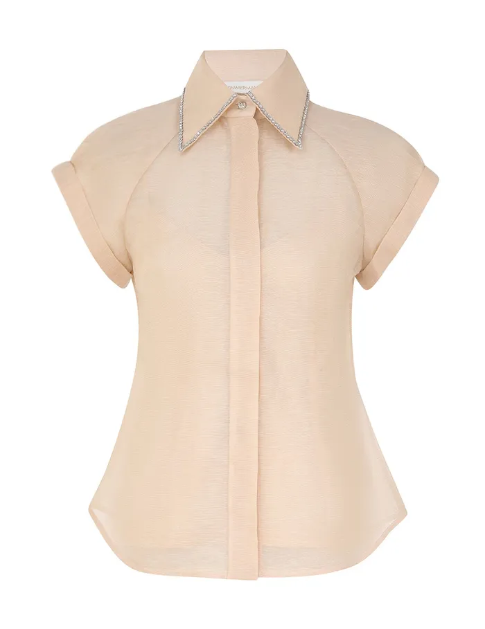Women Zimmermann Tops Eden Fitted Blouse Cream