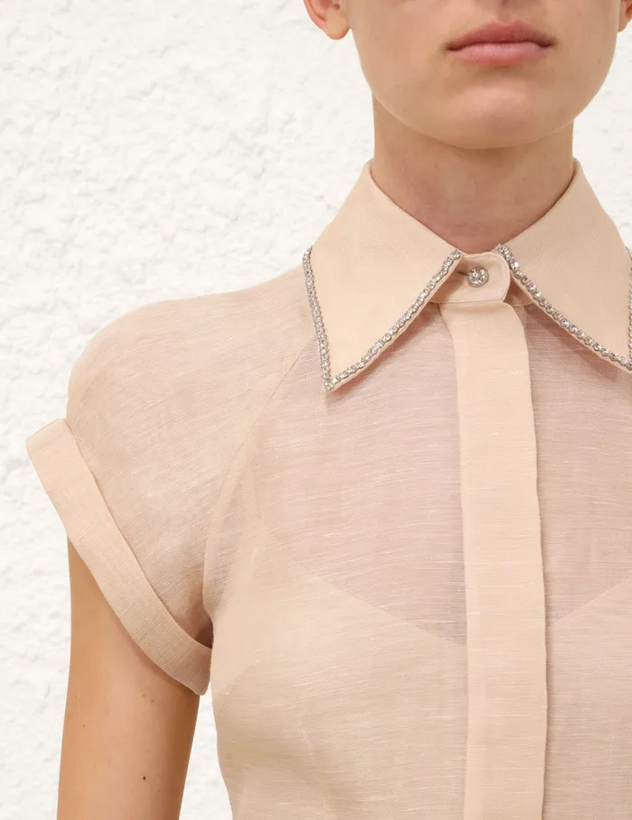Women Zimmermann Tops Eden Fitted Blouse Cream