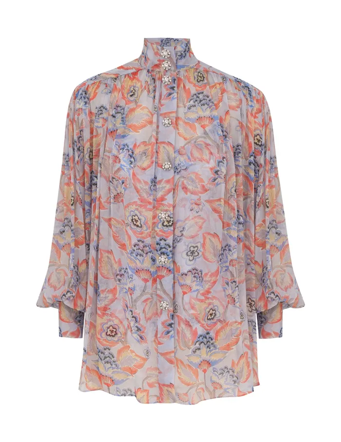 Women Zimmermann Tops Eden Lantern Blouse Sapphire Eden