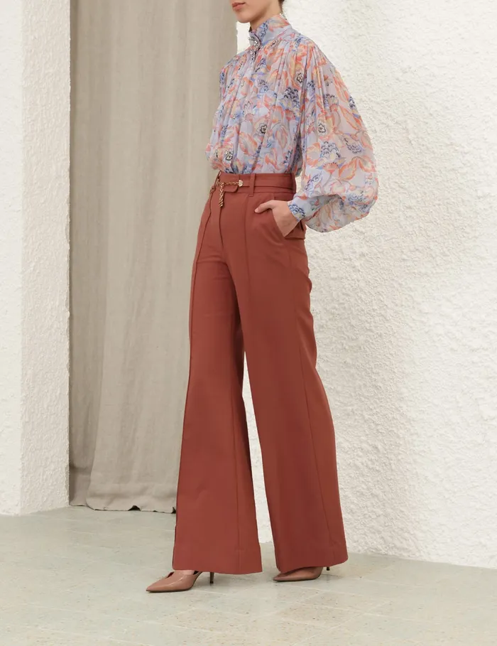 Women Zimmermann Tops Eden Lantern Blouse Sapphire Eden