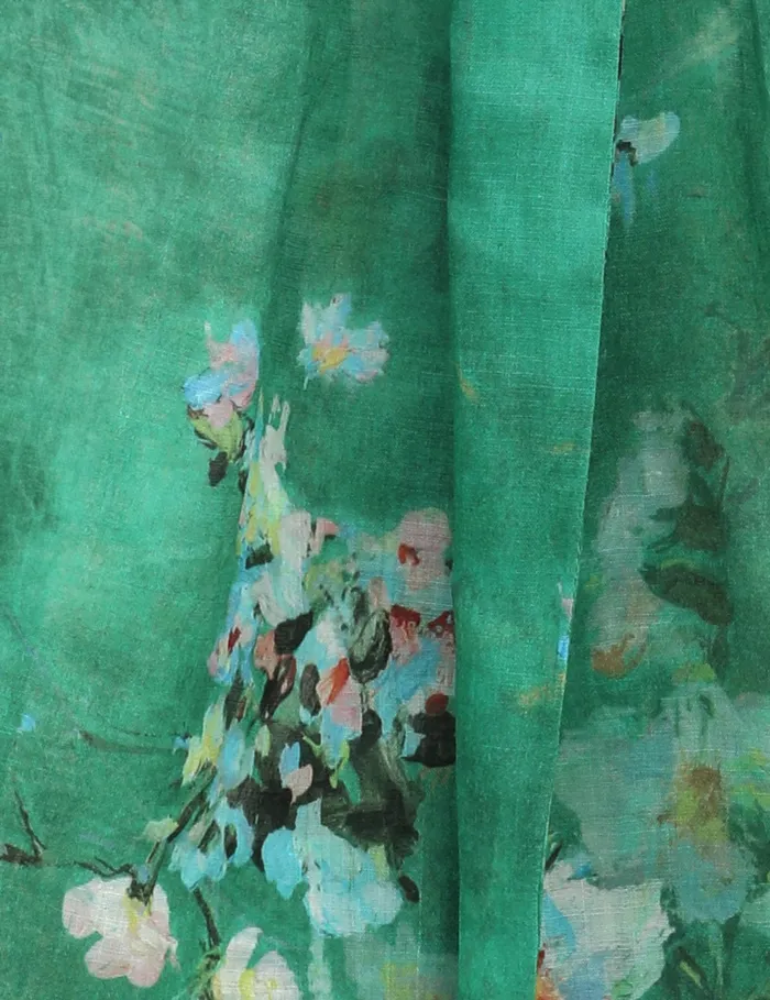 Women Zimmermann Tops Everley Draped Bow Bralette Green Watercolour Floral