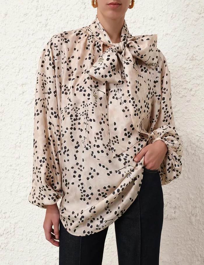 Women Zimmermann Tops Illustration Billow Blouse Dalmatian Dot