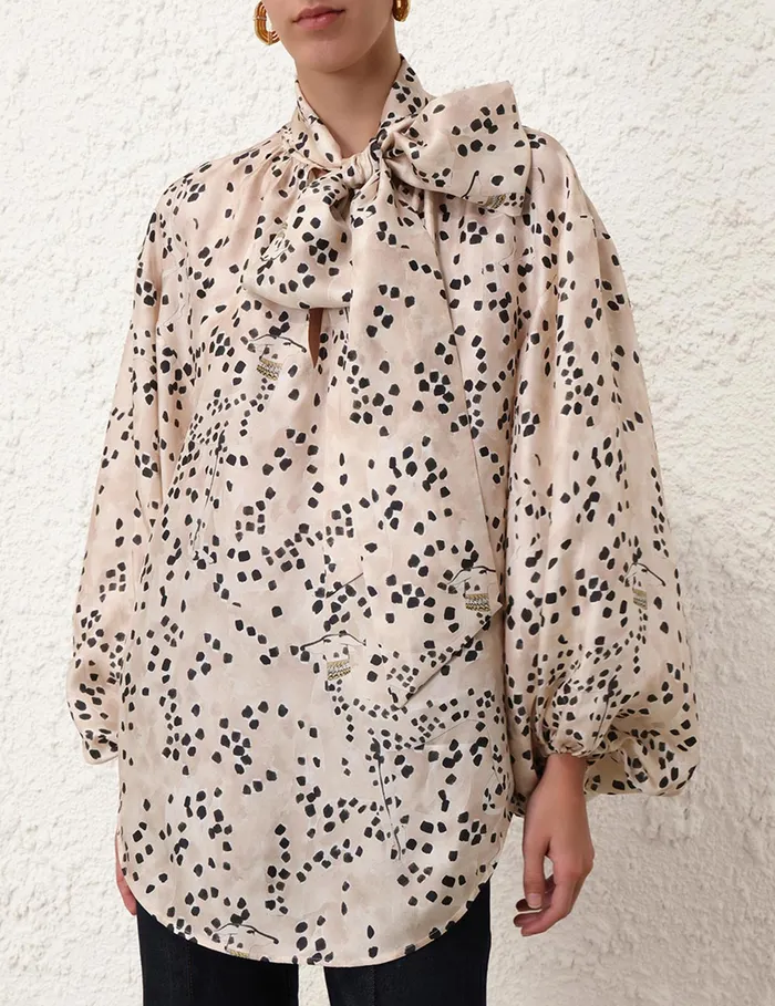 Women Zimmermann Tops Illustration Billow Blouse Dalmatian Dot