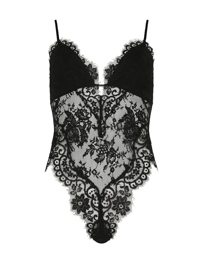 Women Zimmermann Tops Illustration Lace Teddy Black