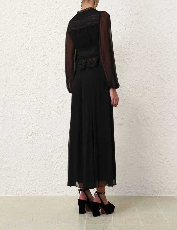 Women Zimmermann Tops Illustration V Neck Blouse Black