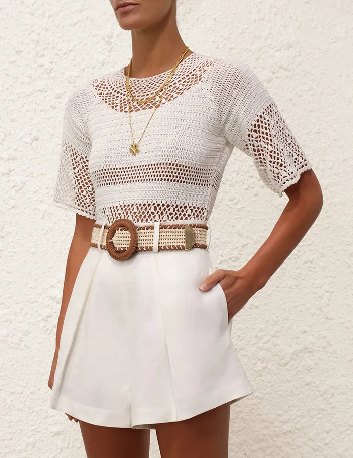 Women Zimmermann Tops Ottie Crochet Top Ivory