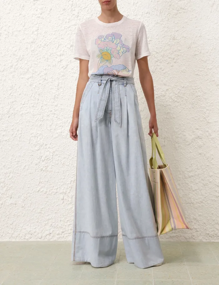 Women Zimmermann Tops Pop Printed Straight Tee Ivory