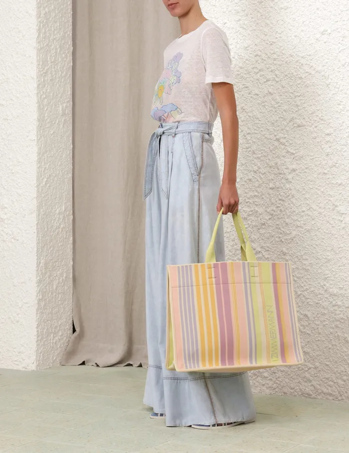 Women Zimmermann Tops Pop Printed Straight Tee Ivory