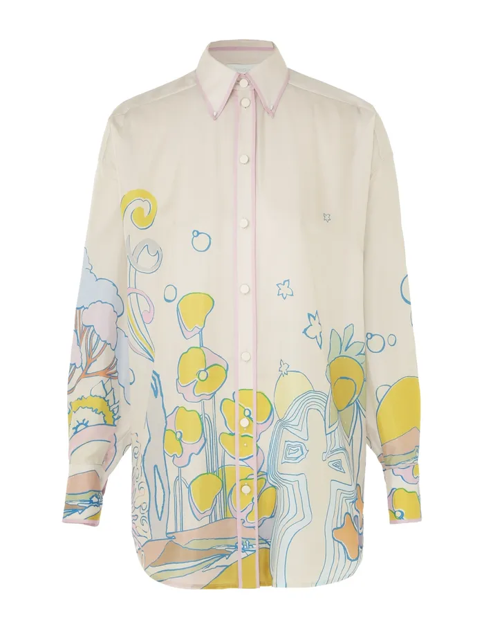 Women Zimmermann Tops Pop Relaxed Shirt Watercolour Multi