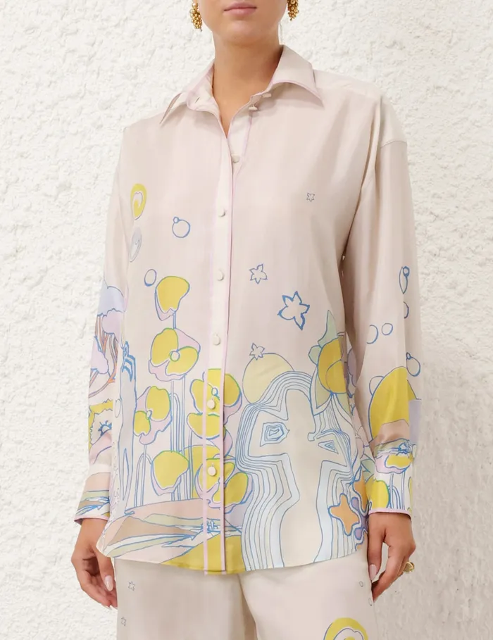 Women Zimmermann Tops Pop Relaxed Shirt Watercolour Multi