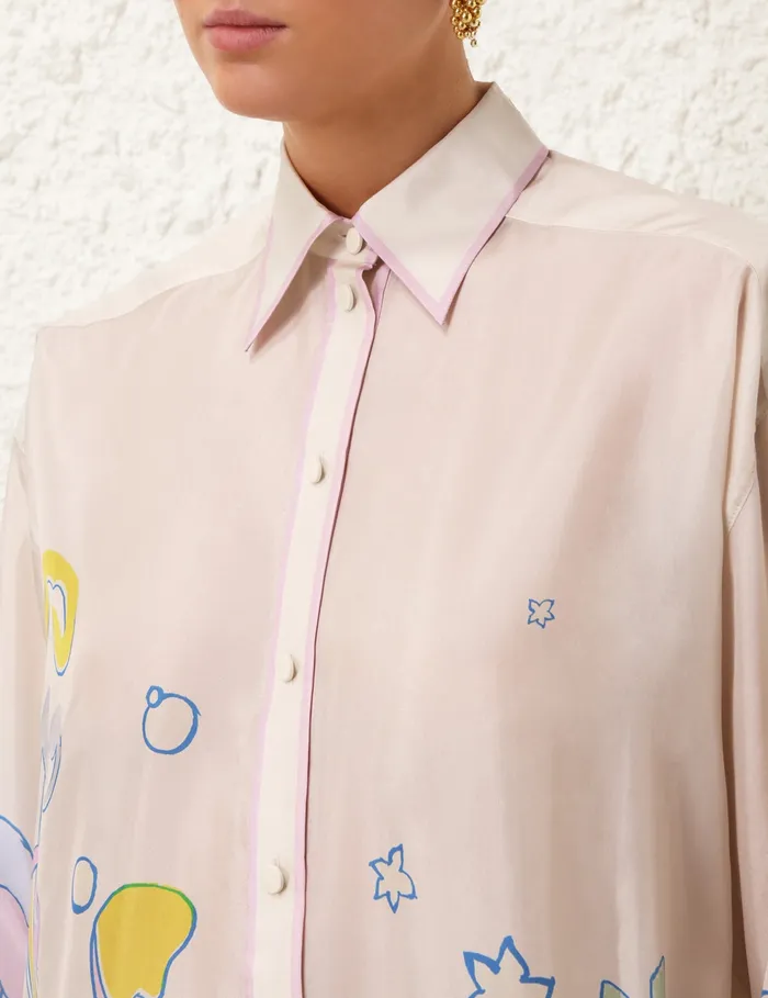 Women Zimmermann Tops Pop Relaxed Shirt Watercolour Multi
