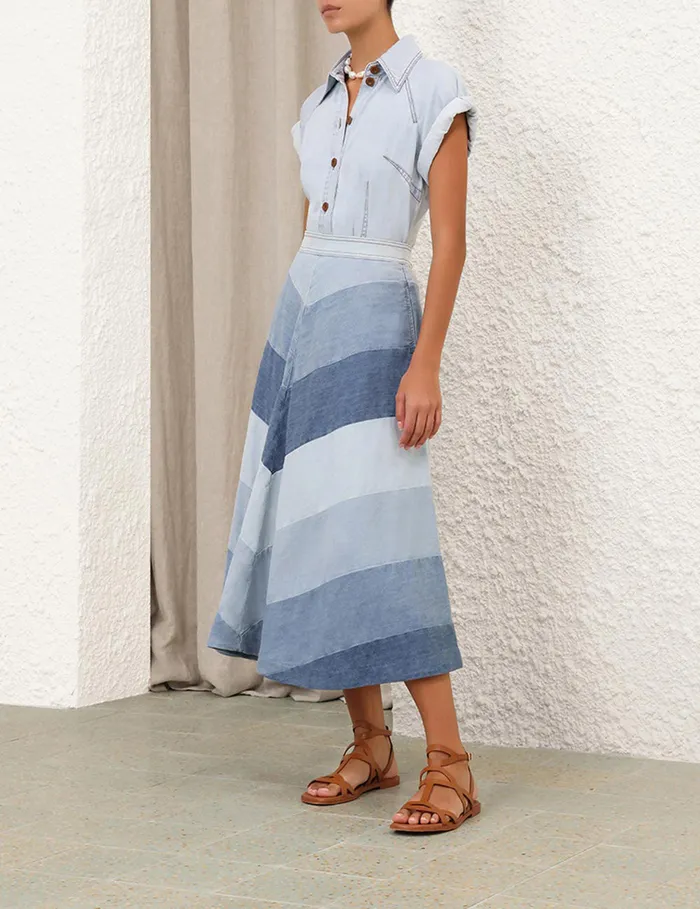 Women Zimmermann Tops Tallow Denim Blouse Seaside