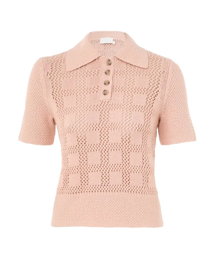 Women Zimmermann Tops Waverly Polo Top Dusty Pink