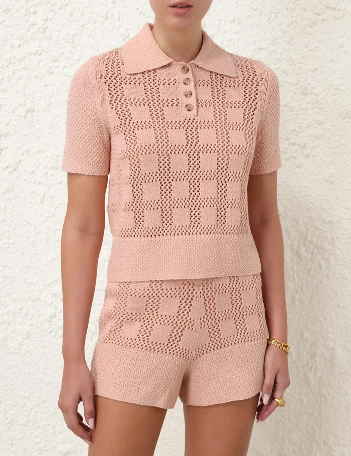 Women Zimmermann Tops Waverly Polo Top Dusty Pink