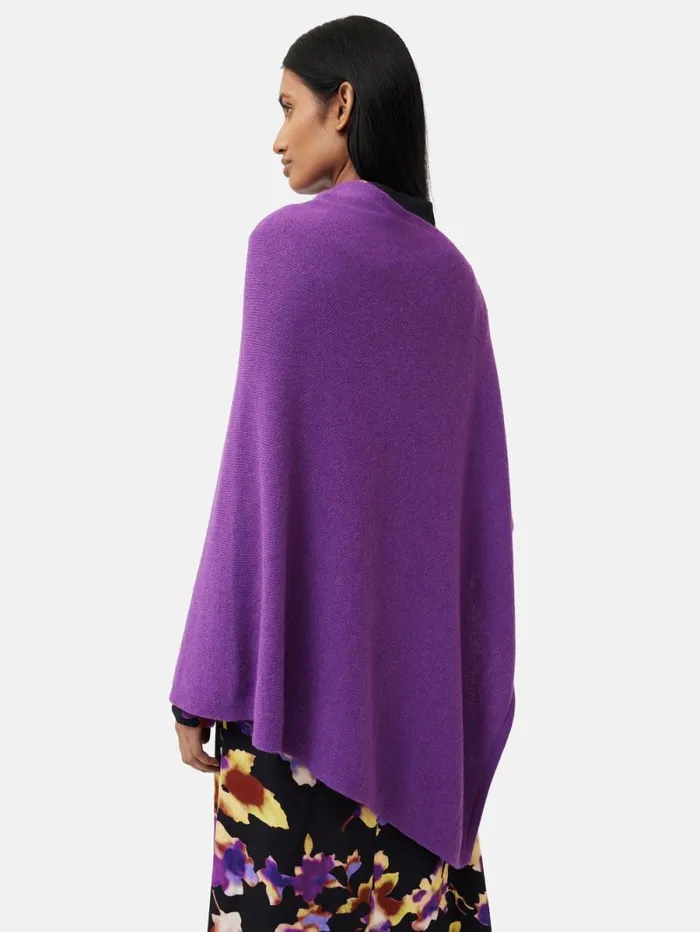 Wool Cashmere Blend Drape Poncho Purple Women Jigsaw Ponchos and Scarves