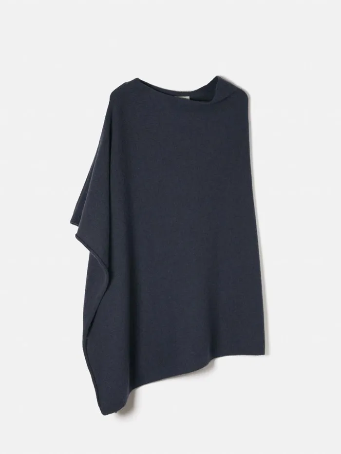 Wool Cashmere Blend Drape Poncho Slate Women Jigsaw Ponchos and Scarves