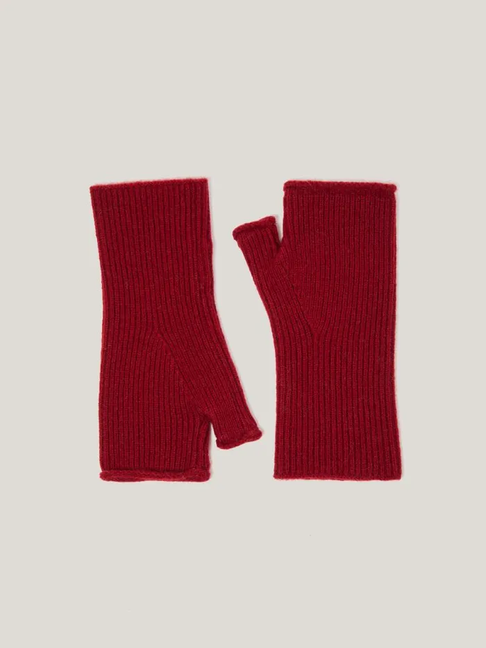 Wool Cashmere Blend Mittens Red Women Jigsaw Knitwear and Cashmere